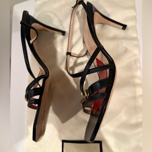 Gucci Women's Black and Red Strappy Heels - Picture 5 of 5